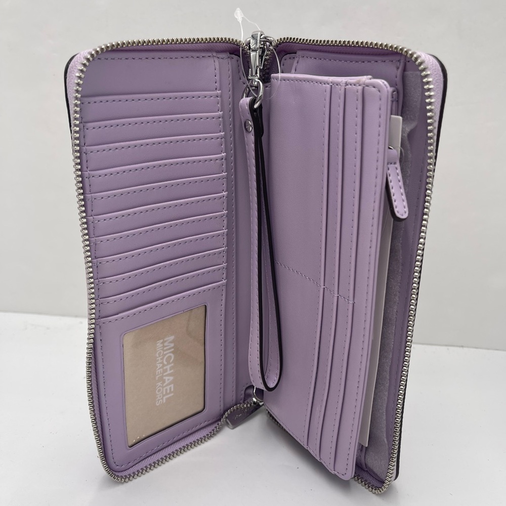 MICHAEL KORS Jet Set Large Signature Logo Continental Wallet Wristlet Phone NWT - Picture 14 of 16